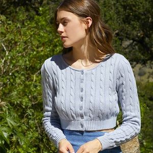PacSun NWT John Galt Athelia cable knit cardigan in light blue. One size